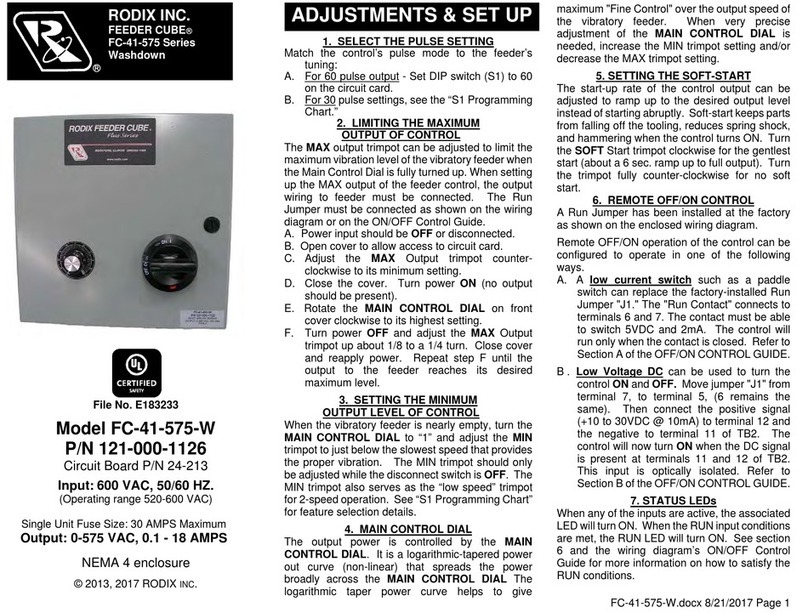 Rodix FEEDER CUBE FC-41-575 Series Setup guide