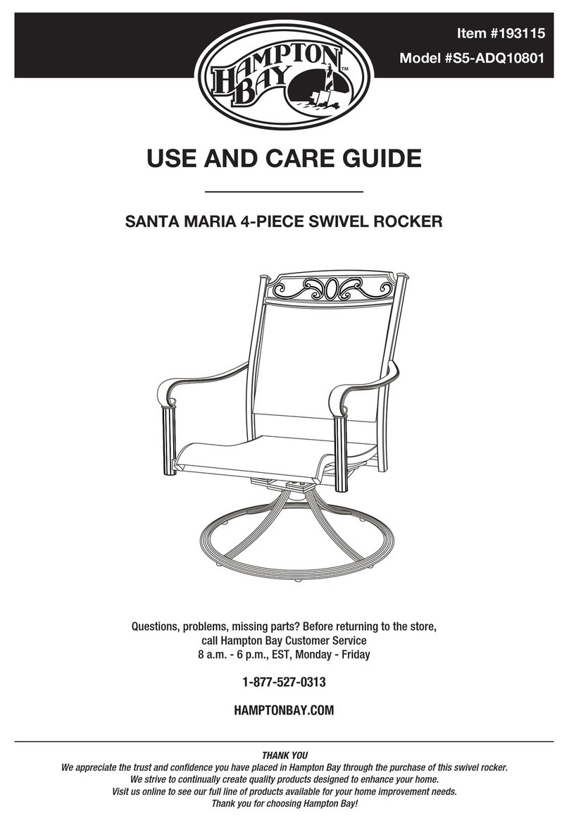 HAMPTON BAY SANTA MARIA S5-ADQ10801 Use and care guide