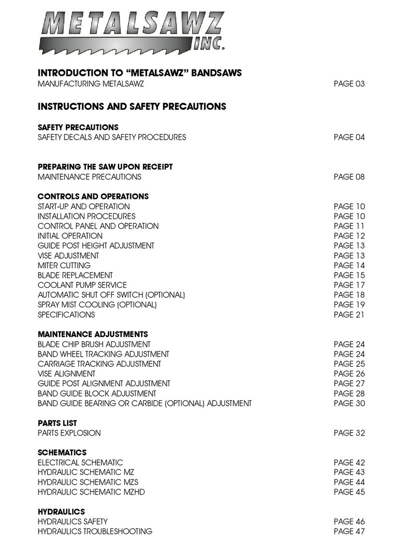 METALSAWZ MZ STANDARD Series Instructions and safety precautions