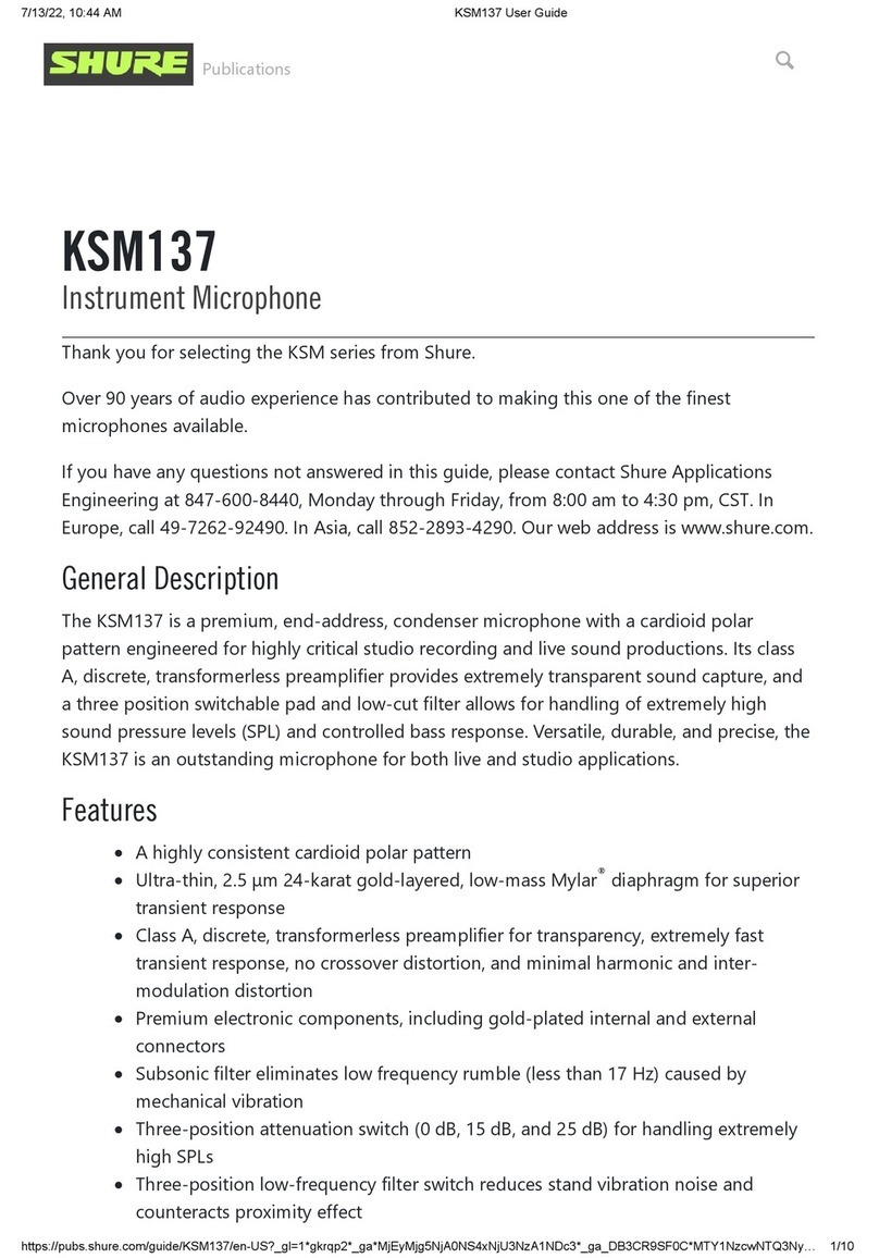 Shure KSM137 User manual