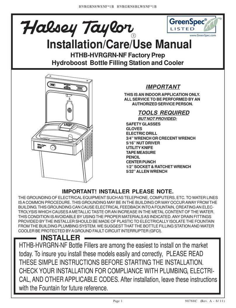 Halsey Taylor HVRGRN8WSNF 1B Series Installation, care & use manual