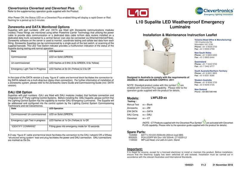 Clevertronics Supalite L10 LWFLED Series Technical specifications Clevertronics Supalite L10 LWFLED Series Technical specifications