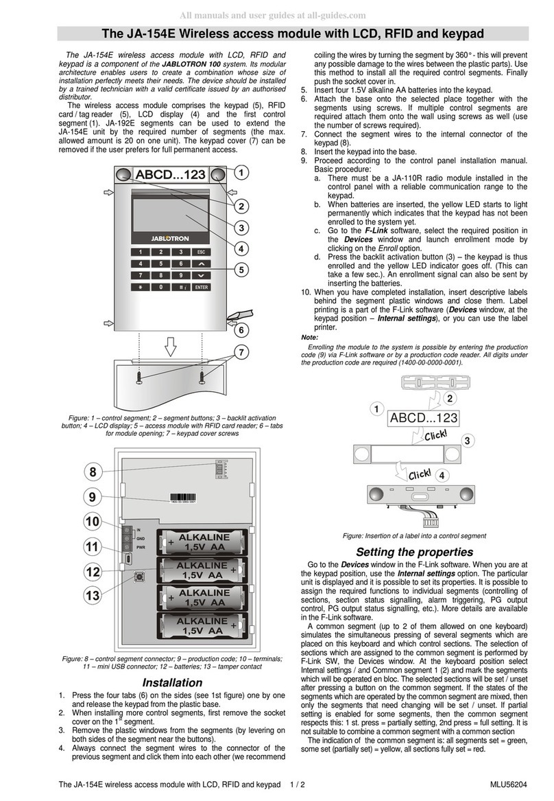 jablotron JA-154E Instruction manual