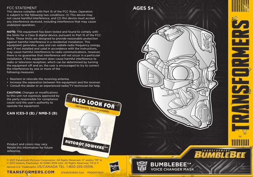 Hasbro TRANSFORMERS BUMBLEBEE VOICE CHANGER MASK manual Hasbro TRANSFORMERS BUMBLEBEE VOICE CHANGER MASK manual