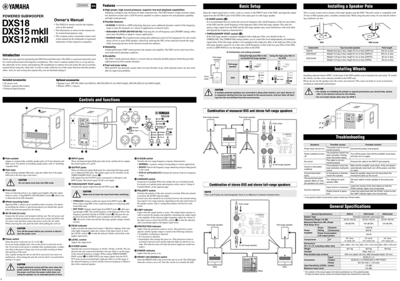 Yamaha DXS15 mkll User manual
