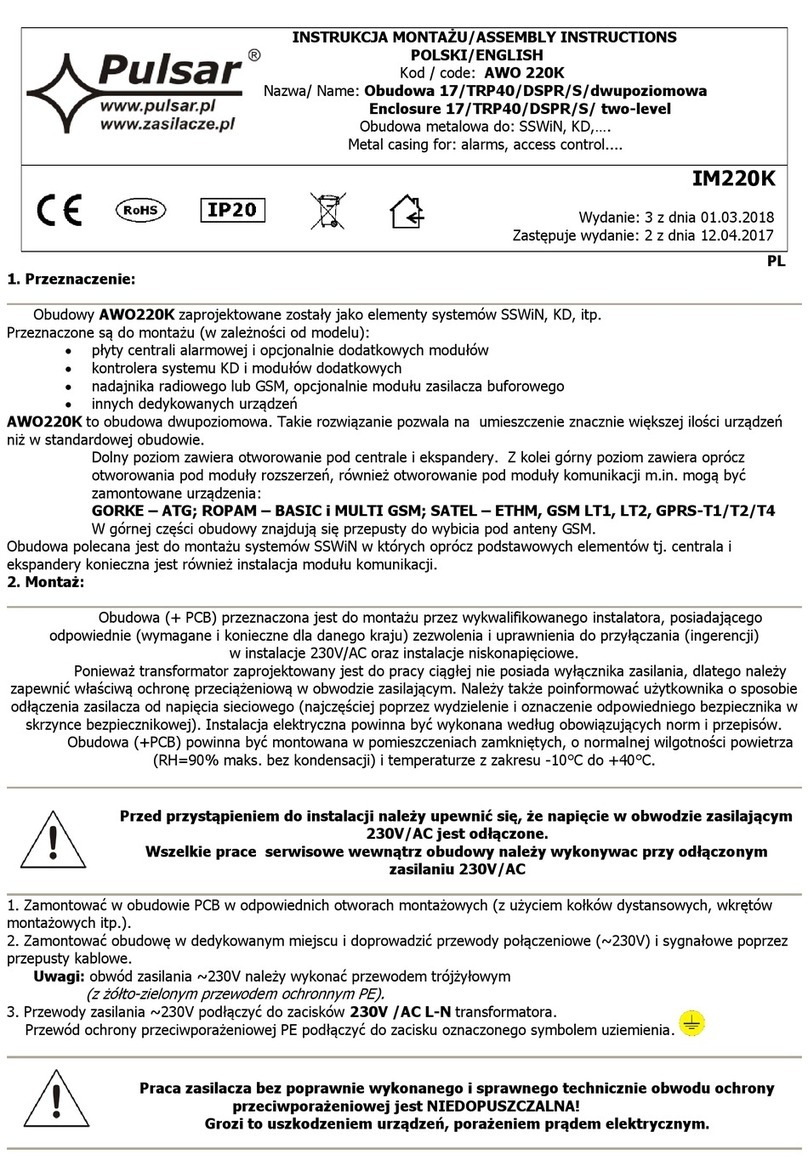 Pulsar AWO 220K Assembly instructions