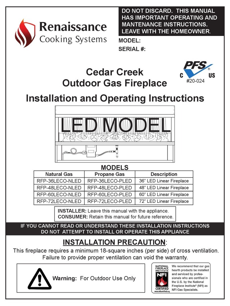 Renaissance Cooking Systems Cedar Creek RFP-36LECO-NLED Installation and operating instructions Renaissance Cooking Systems Cedar Creek RFP-36LECO-NLED Installation and operating instructions