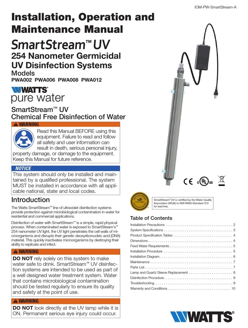 Watts Pure Water SmartStream UV PWA002 User manual