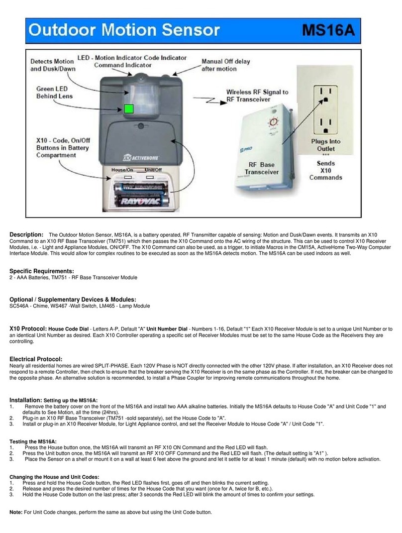 X10 MS16A User manual