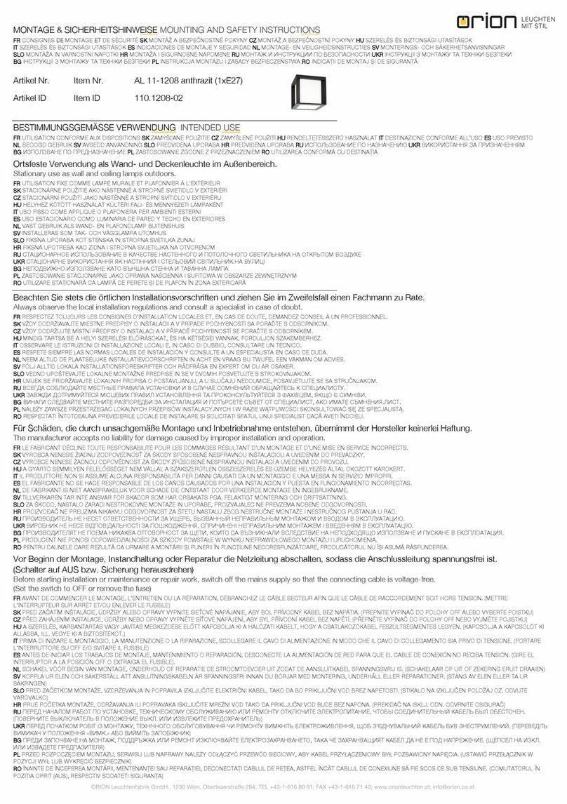 Orion AL 11-1208 Mounting and safety instructions