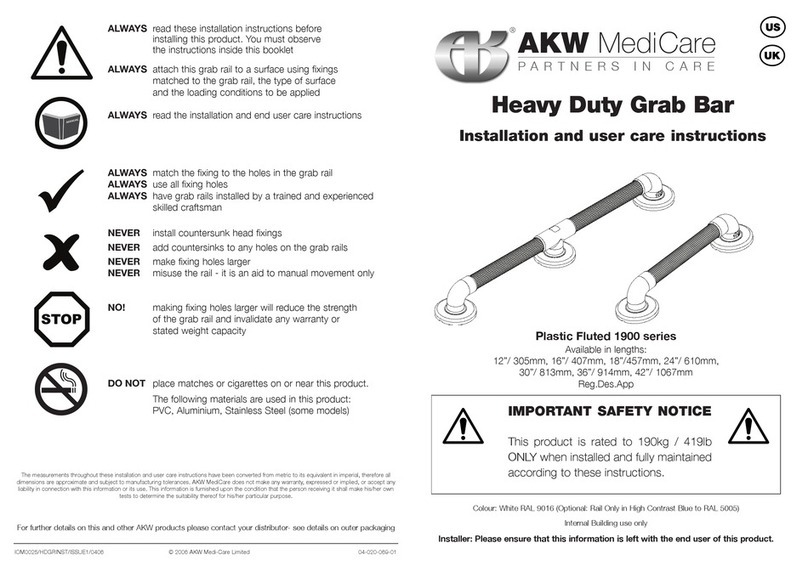 AKW MediCare 1900 Series Installation and user care instructions