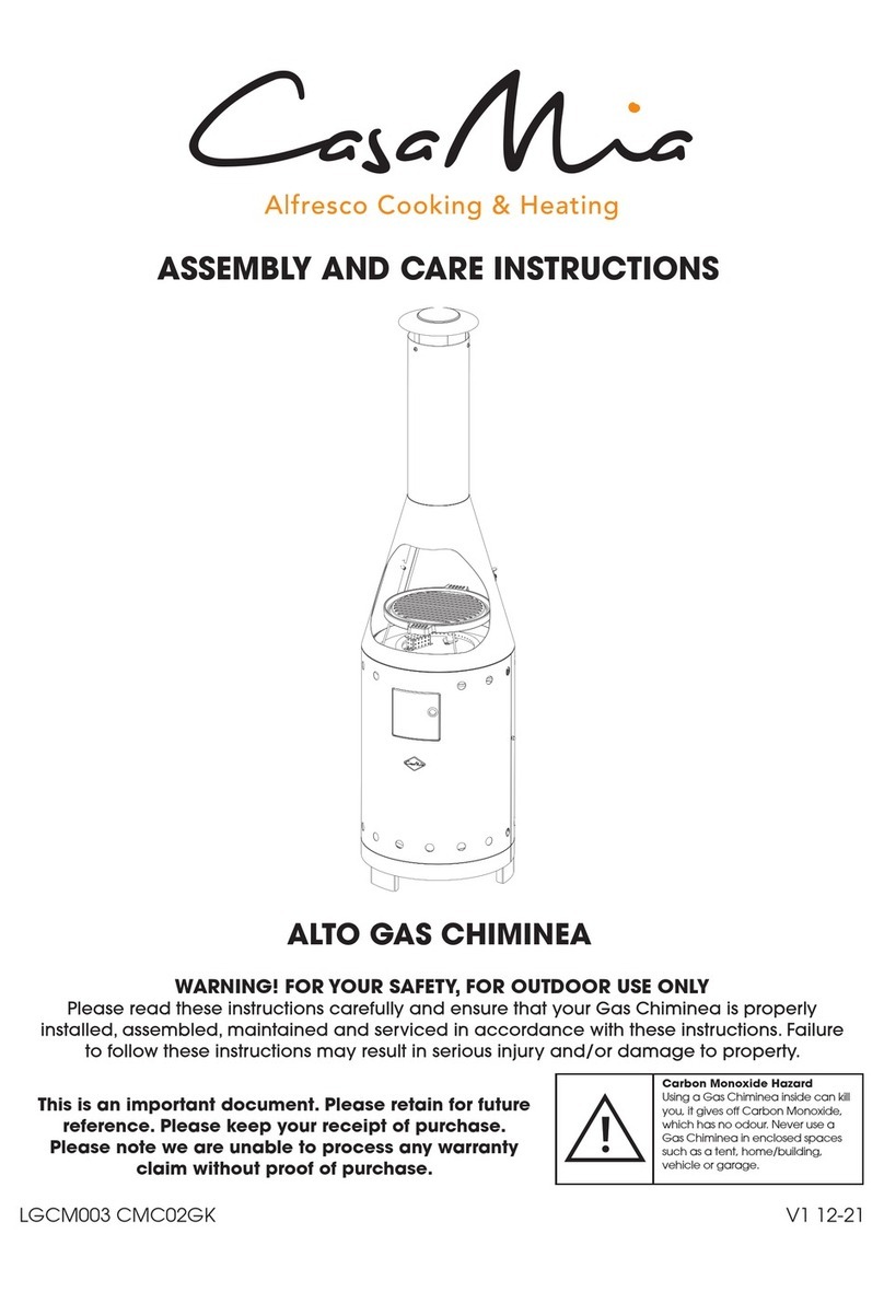 Casamia ALTO GAS CHIMINEA Assembly and care instructions