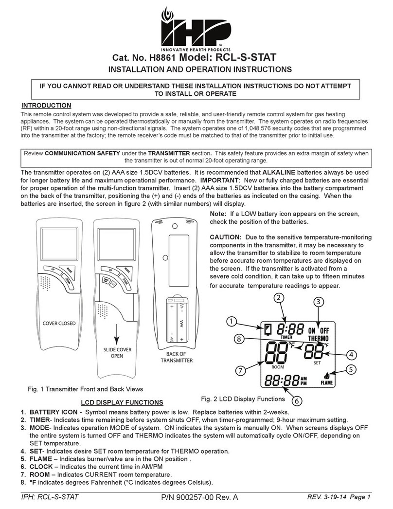 IHP RCL-S-STAT Owner's manual