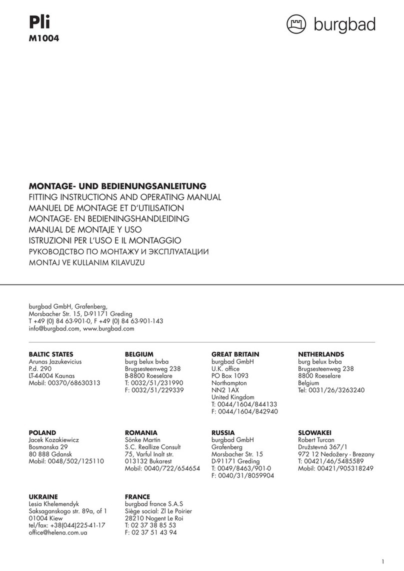 burgbad Pli M1004 FITTING INSTRUCTIONS AND OPERATING MANUAL