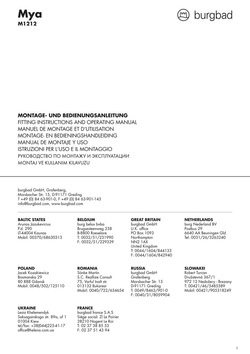 burgbad Mya M1212 FITTING INSTRUCTIONS AND OPERATING MANUAL