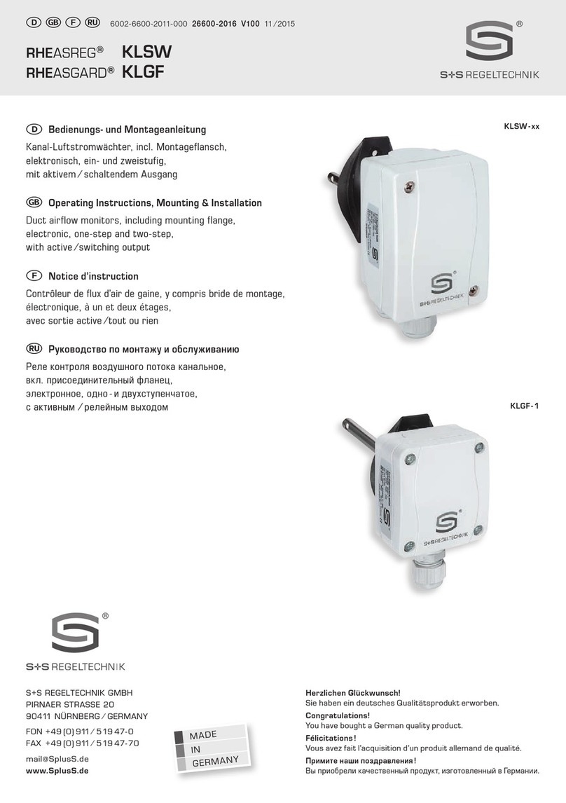 S+S Regeltechnik RHEASPEG KLSW Series Operating Instructions, Mounting & Installation