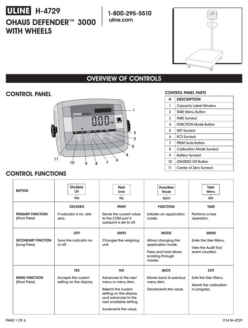 U-Line OHAUS DEFENDER 3000 quick start guide