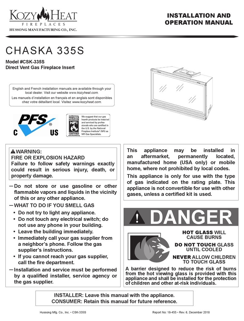 kozy heat CHASKA 335S Installation and operation manual