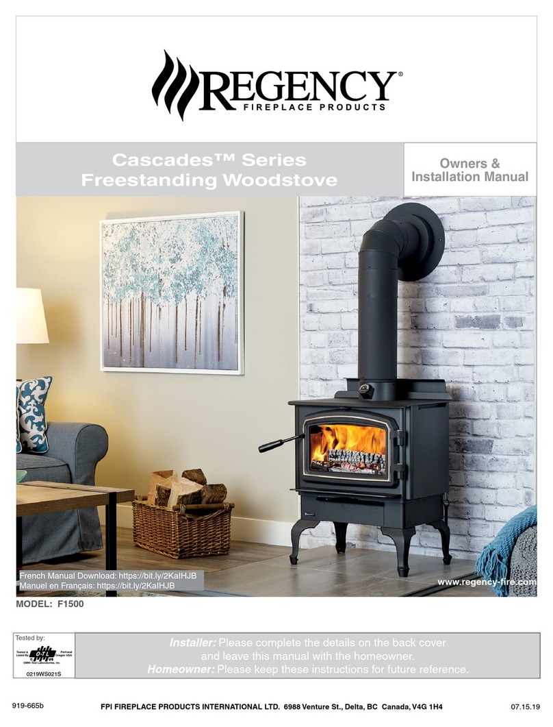 Regency Fireplace Products Cascades F1500 Quick start guide Regency Fireplace Products Cascades F1500 Quick start guide