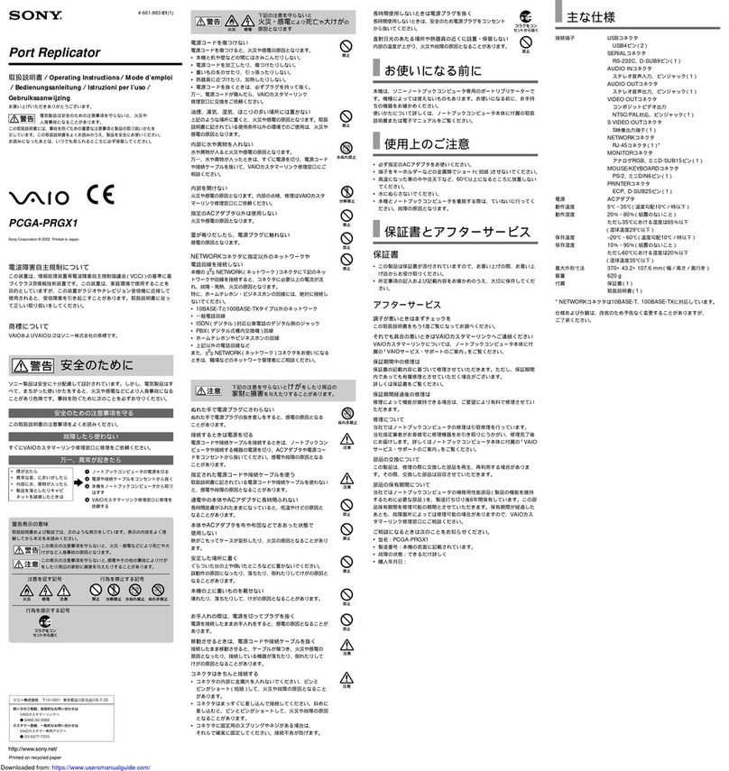 Sony VAIO PCGA-PRGX1 User manual