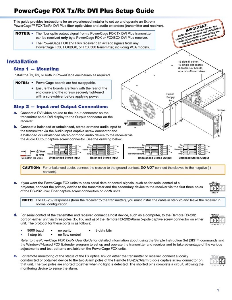 Extron electronics PowerCage FOX Tx DVI Plus Setup guide