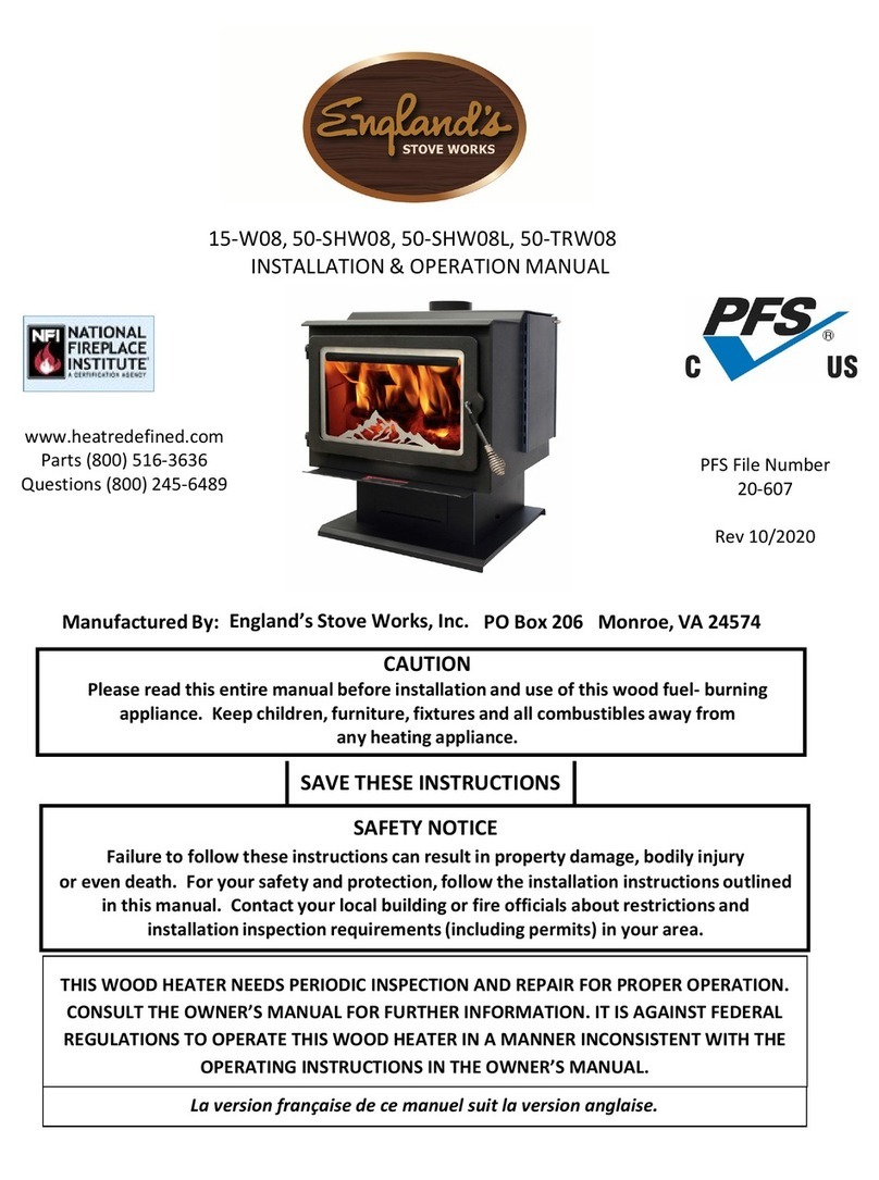 England's Stove Works 50-SHW08 Installation & operation manual