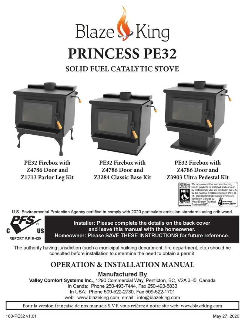 Blaze King PRINCESS PE32 Operation & installation manual