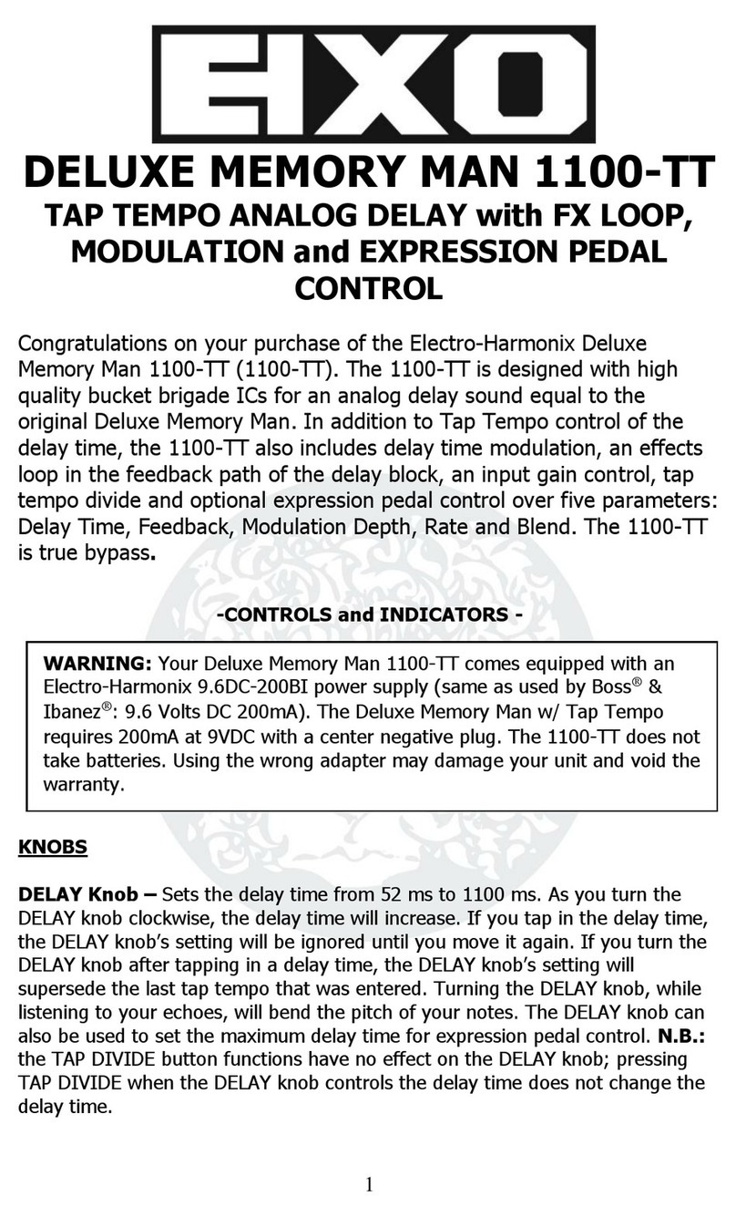 Electro-Harmonix DELUXE MEMORY MAN 1100-TT User manual