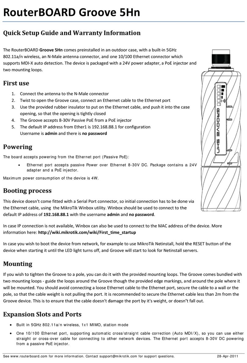 MikroTik RouterBOARD Groove 5Hn Quick setup guide and warranty information