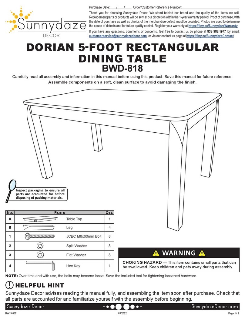 Sunnydaze Decor DORIAN BWD-818 manual