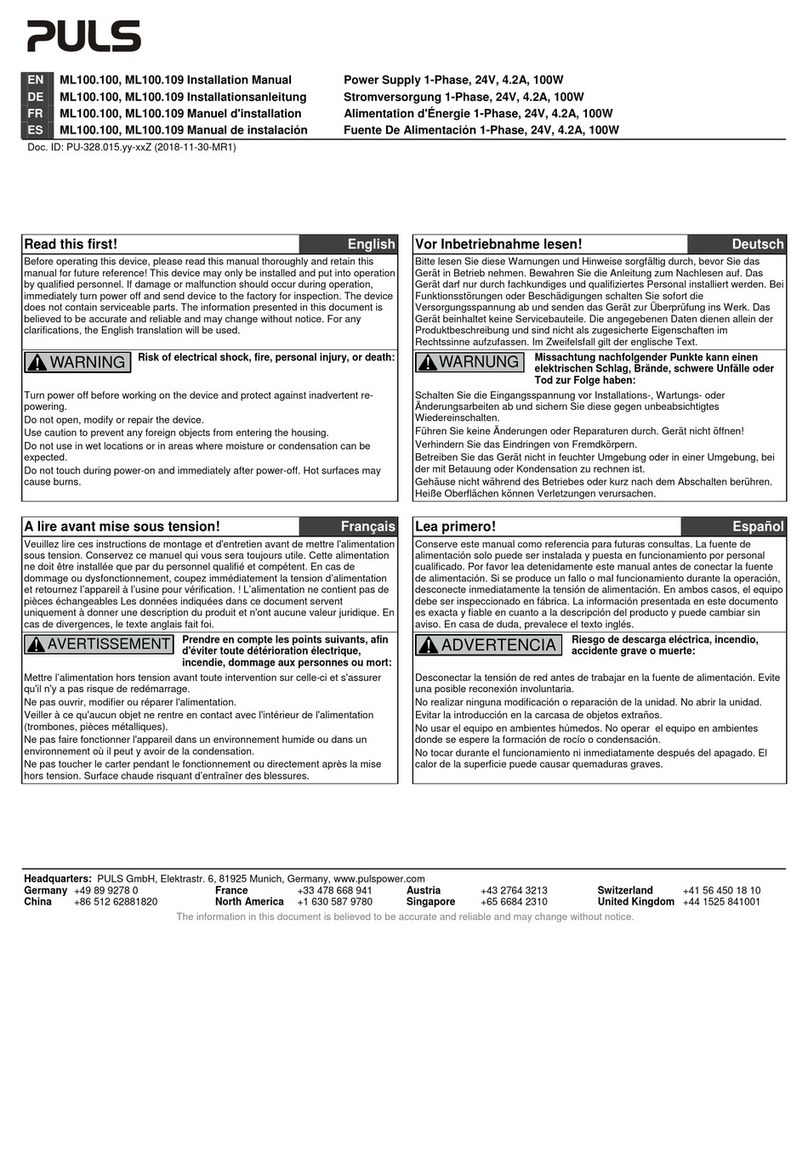 Puls MiniLine ML100.109 installation manual