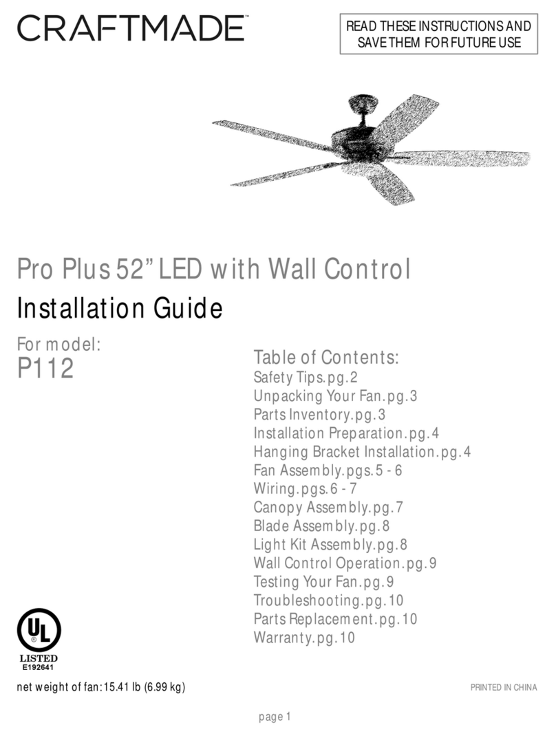 Craftmade Pro Plus P112BNK5-52DWGWN User manual Craftmade Pro Plus P112BNK5-52DWGWN User manual