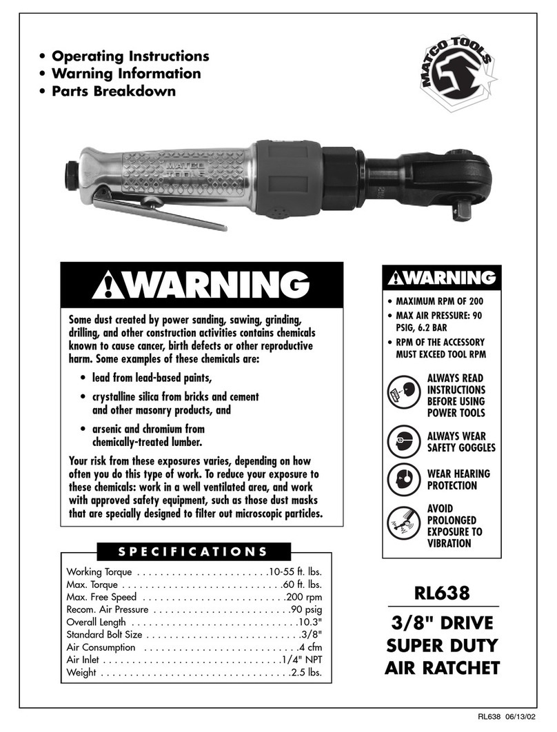 Matco Tools RL638 Operating instructions, warning information, parts breakdown Matco Tools RL638 Operating instructions, warning information, parts breakdown