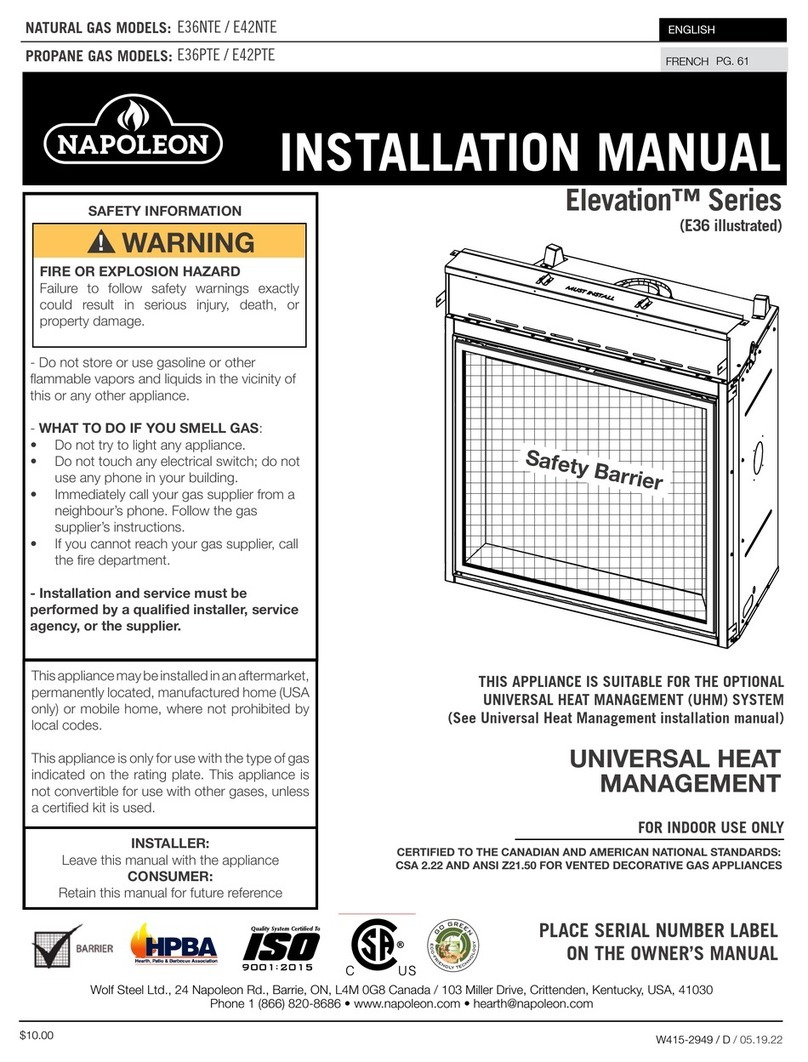 Napoleon Elevation E36NTE installation manual Napoleon Elevation E36NTE installation manual