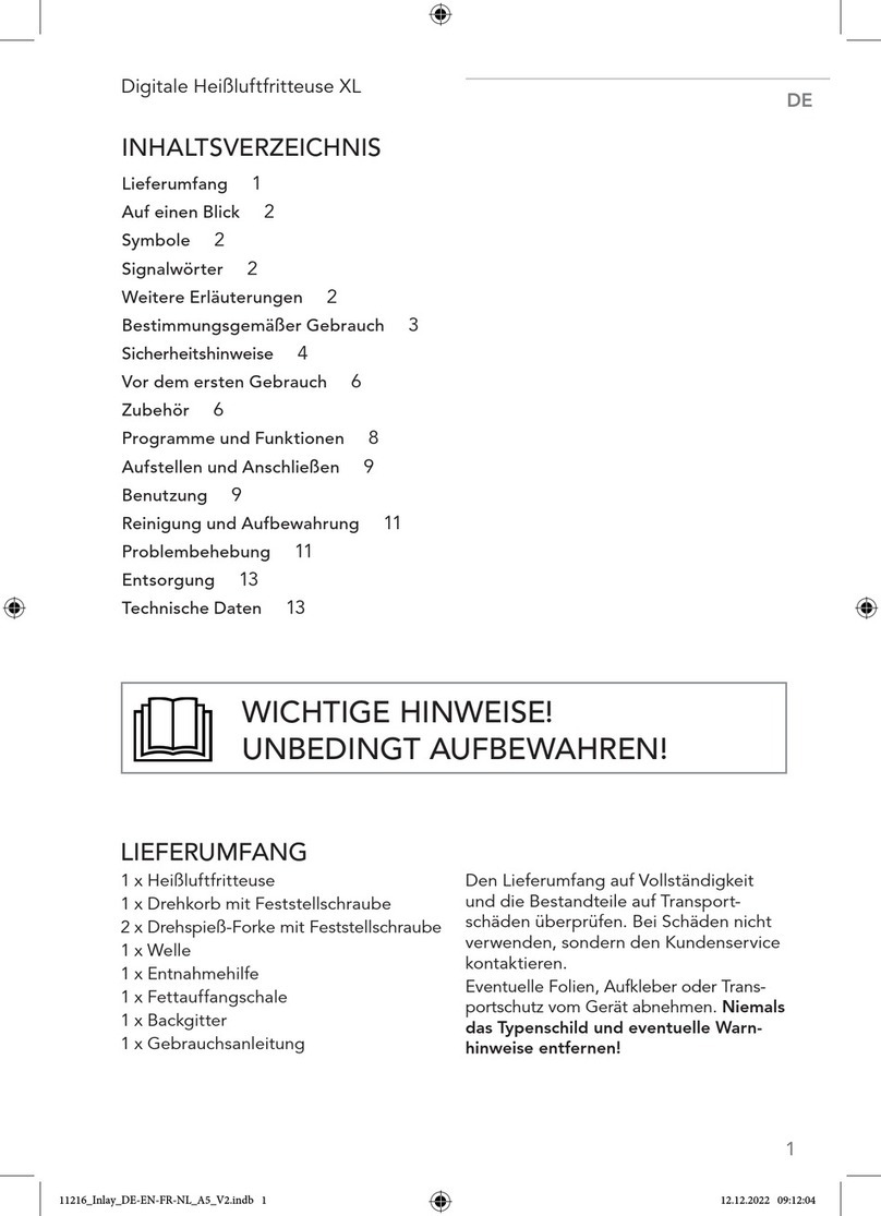gourmetmaxx Digitale HeiBluftfritteuse XL User manual gourmetmaxx Digitale HeiBluftfritteuse XL User manual