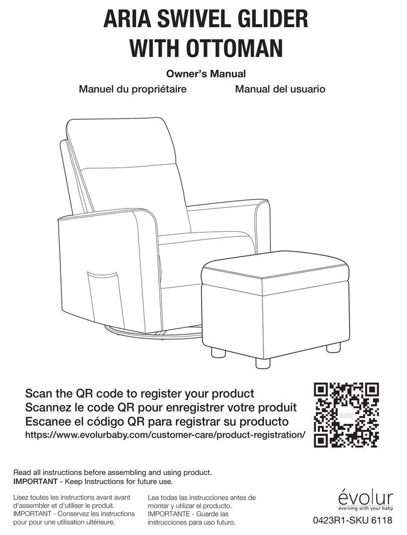 Evolur ARIA SWIVEL GLIDER WITH OTTOMAN owner's manual