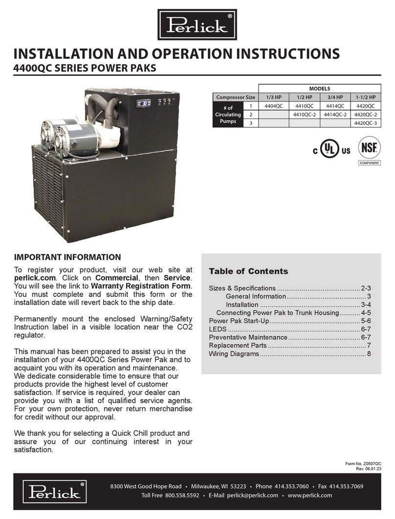 Perlick 4410QC-2 Installation and operation instruction