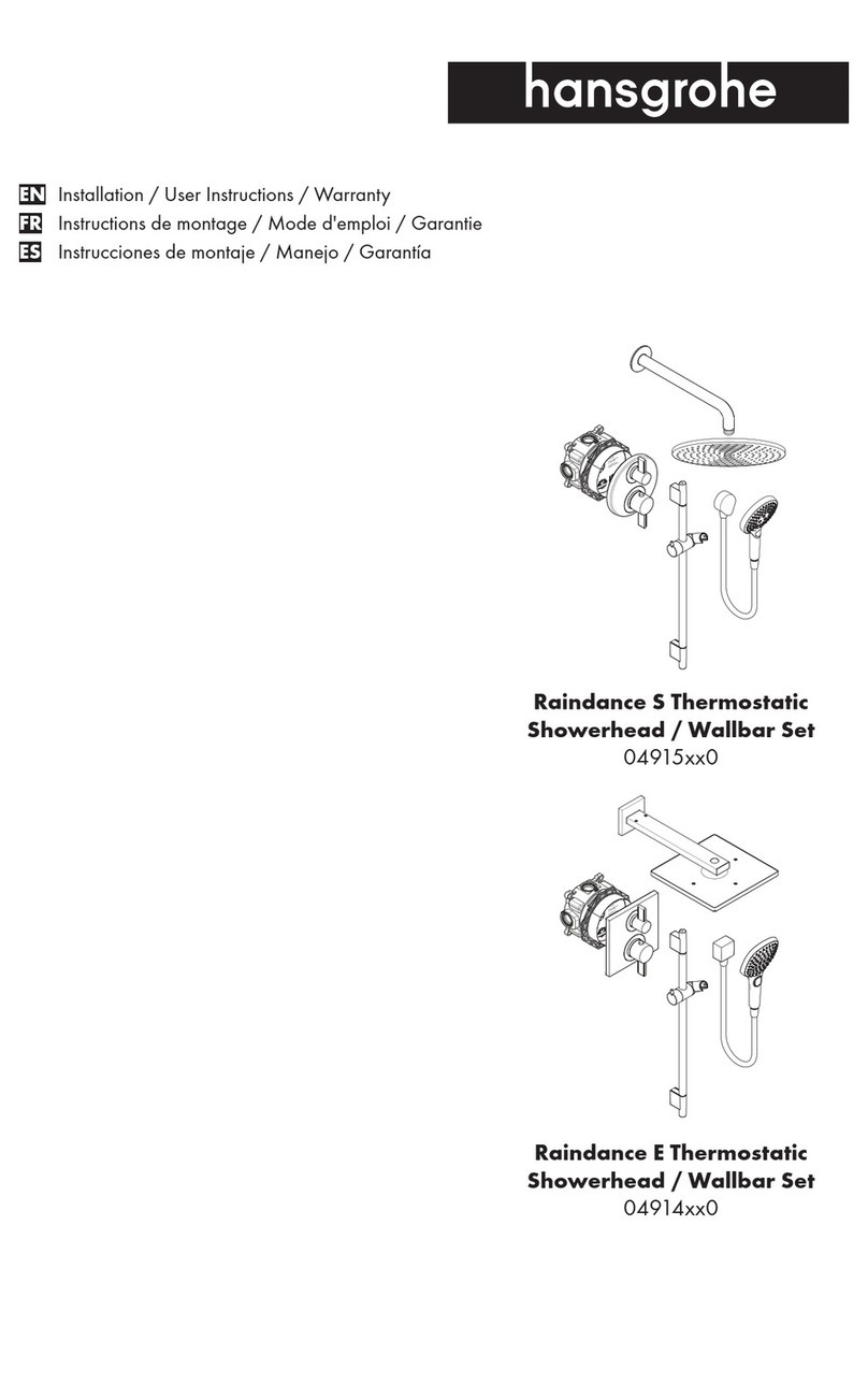 Hans Grohe Raindance S Thermostatic Showerhead/Wallbar Set 04915 0... Installation/User Instructions/Warranty