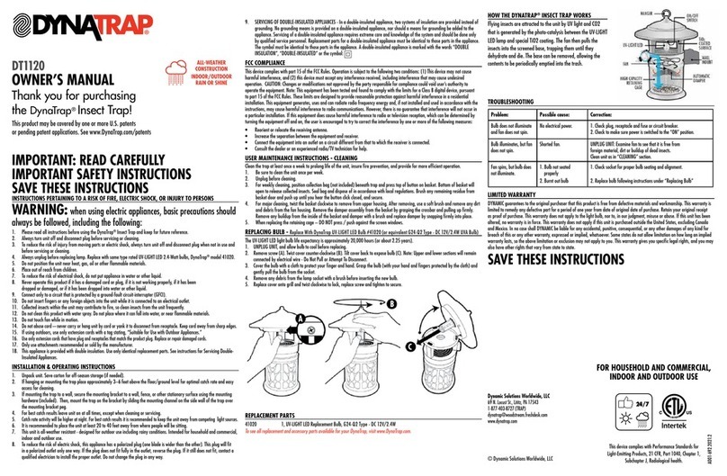 DynaTrap Terrazza Series owner's manual