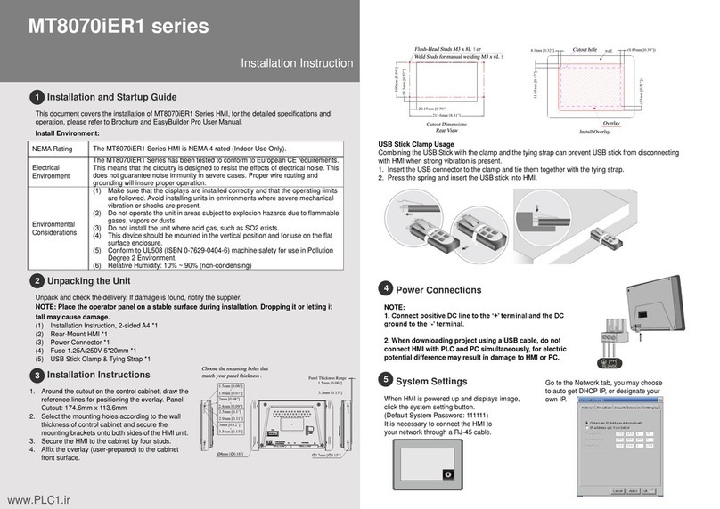 weintek MT8070iER1 Series Installation instruction