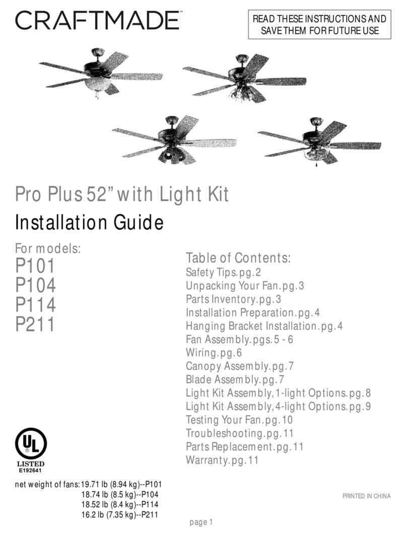 Craftmade Pro Plus User manual