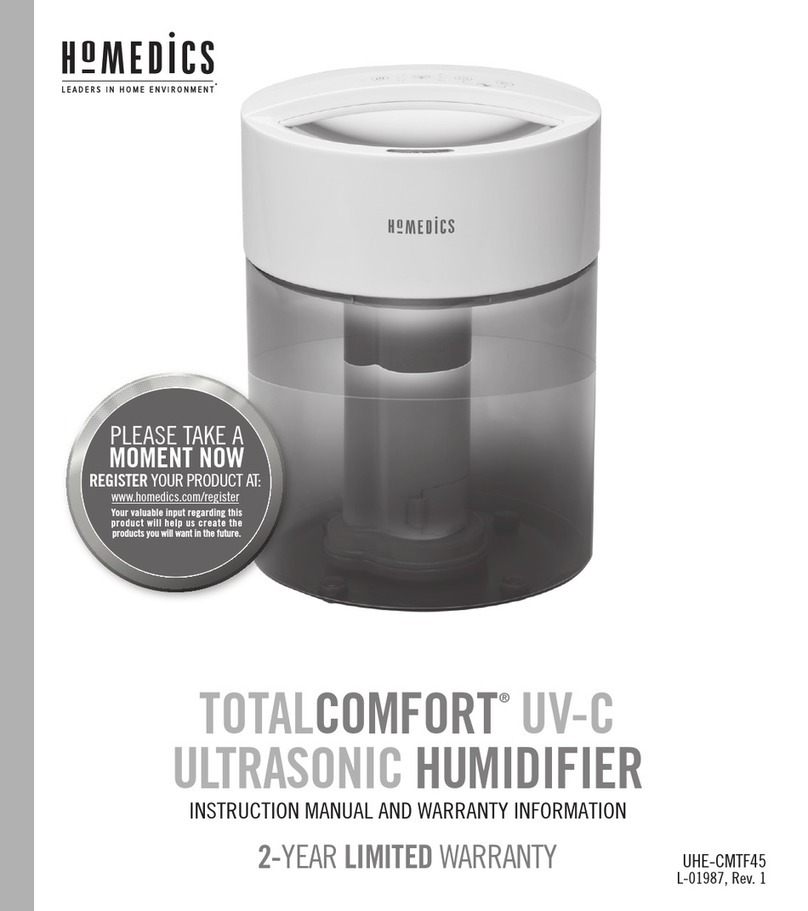 HoMedics TOTALCOMFORT UV-C Instruction manual and  warranty information