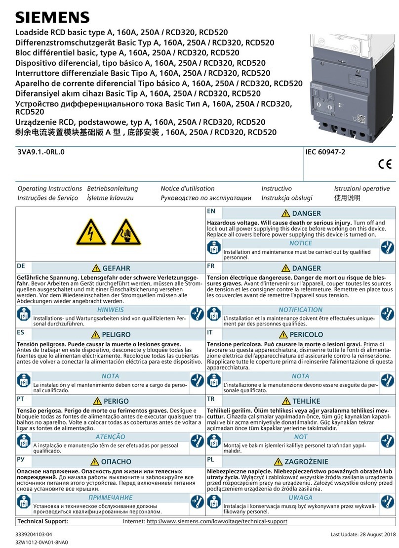 Siemens 3VA9 1 0RL 0 Series User manual Siemens 3VA9 1 0RL 0 Series User manual