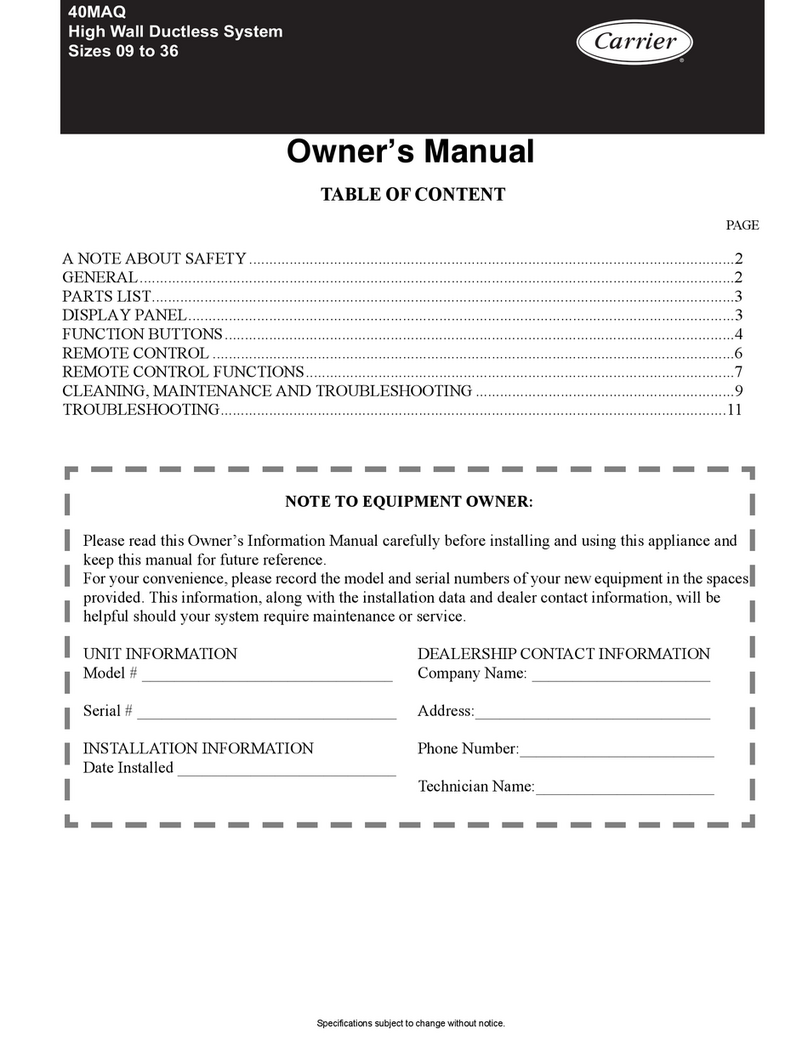 Carrier 40MAQ owner's manual