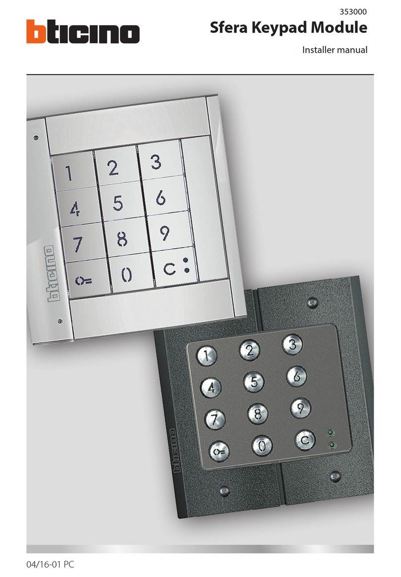 Bticino Sfera Keypad Module Installer manual