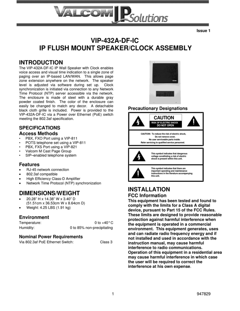 Valcom VIP-432A-DF-IC User manual
