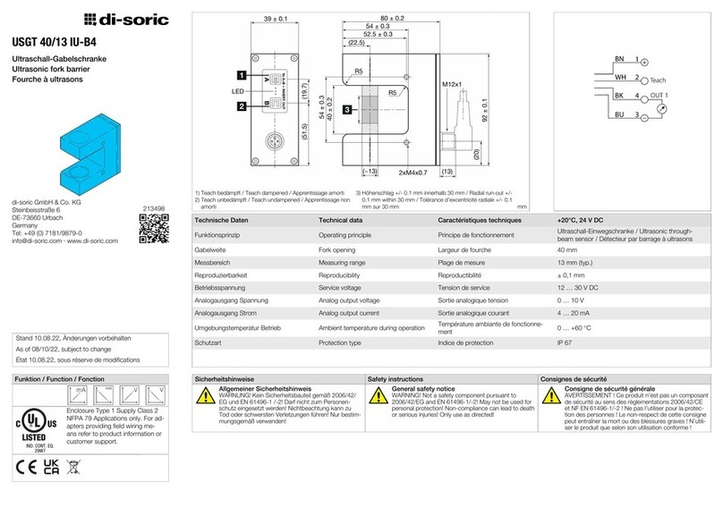 Di-soric USGT 40/13 IU-B4 manual