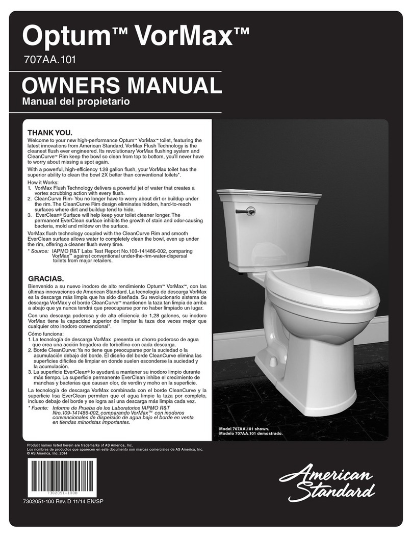 American Standard Optum VorMax 707AA.101 owner's manual American Standard Optum VorMax 707AA.101 owner's manual