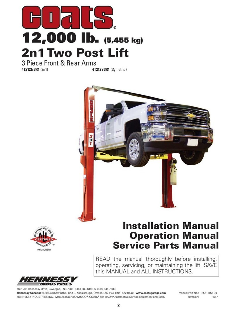 HENNESSY INDUSTRIES coats 4T212NSR1 manual
