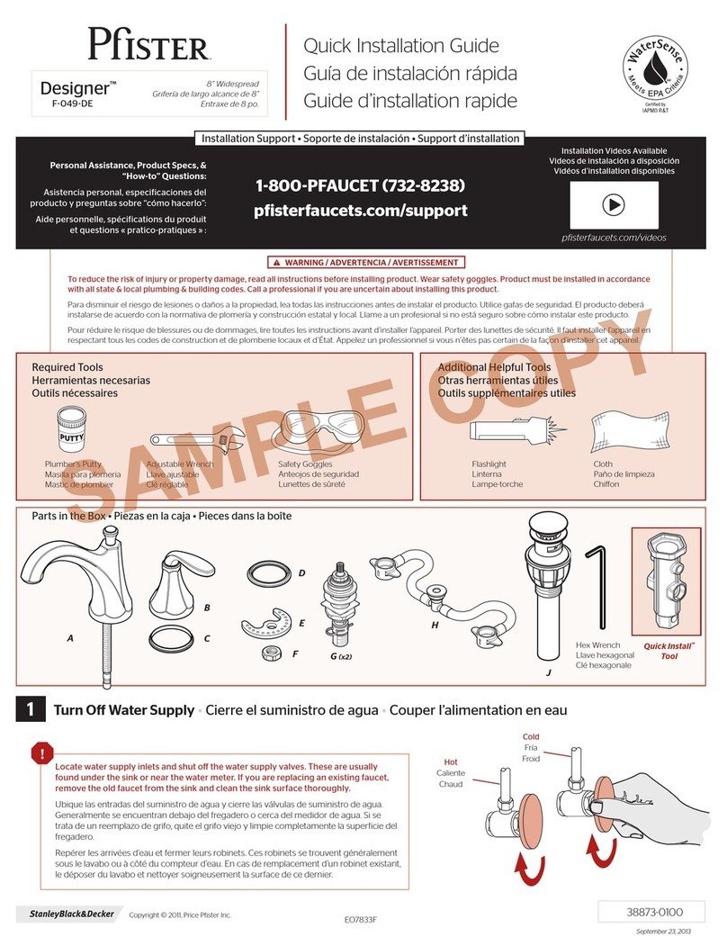Pfister Designer F-049-DE User manual Pfister Designer F-049-DE User manual